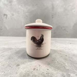 Unbranded “Gallinaceous Bird” Rooster Canister With Lid Red Trim Food Safe